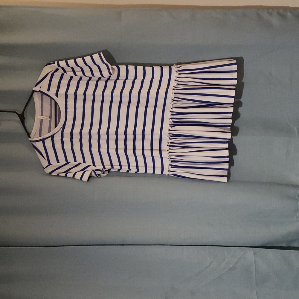 Bellamie Women's Large Blue White Top